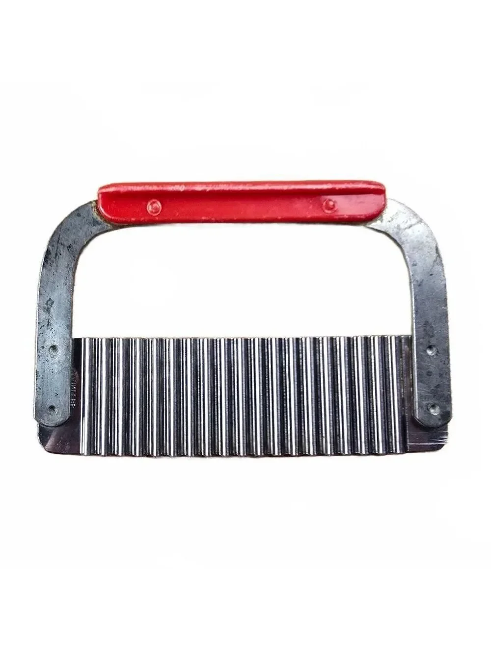 Vintage Huot Crinkle Cutter Stainless Steel Veggie Potato Slicer Red 50s MCM USA